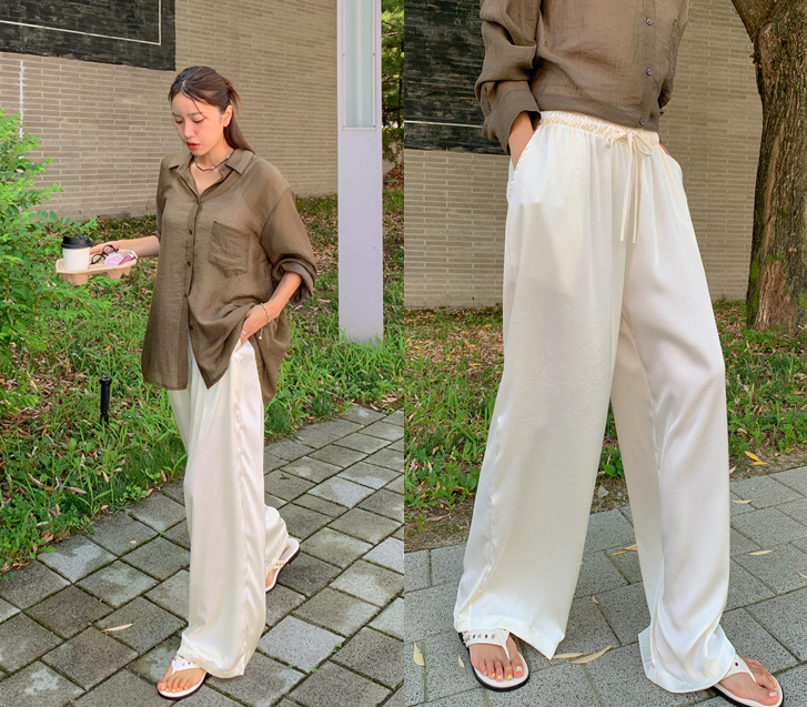 Meine Satin Banding Wide Pants