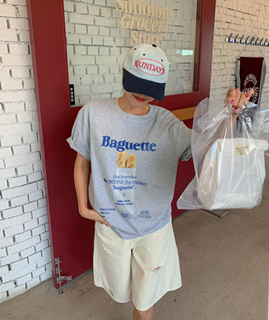 Baguette Lettering Print Overfit Short Sleeves T-shirt