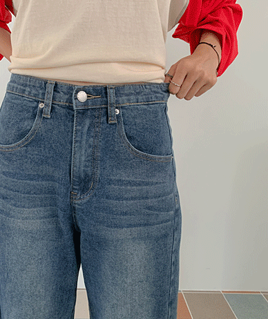 Autumn Washed Cut Banding Denim Wide Pants (Short/Basic/Long)