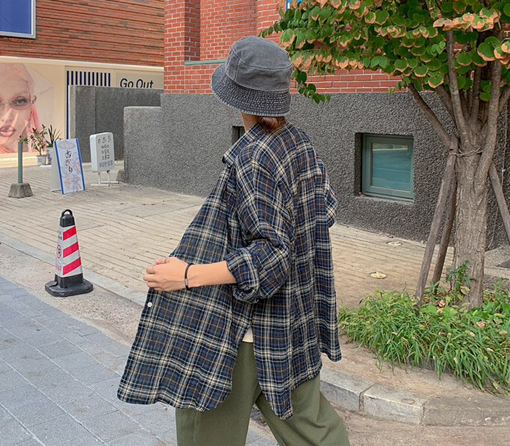 Tribe overfit Check Long-sleeve Shirt Shirt