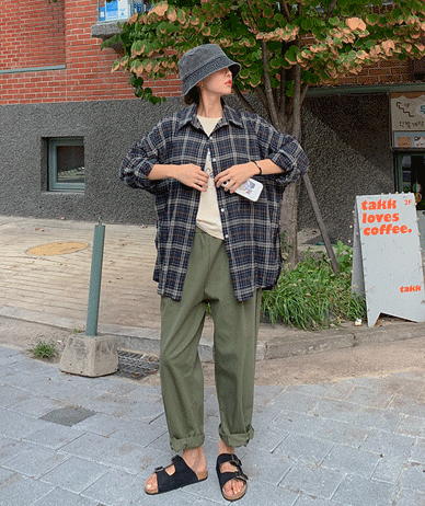Tribe overfit Check Long-sleeve Shirt Shirt