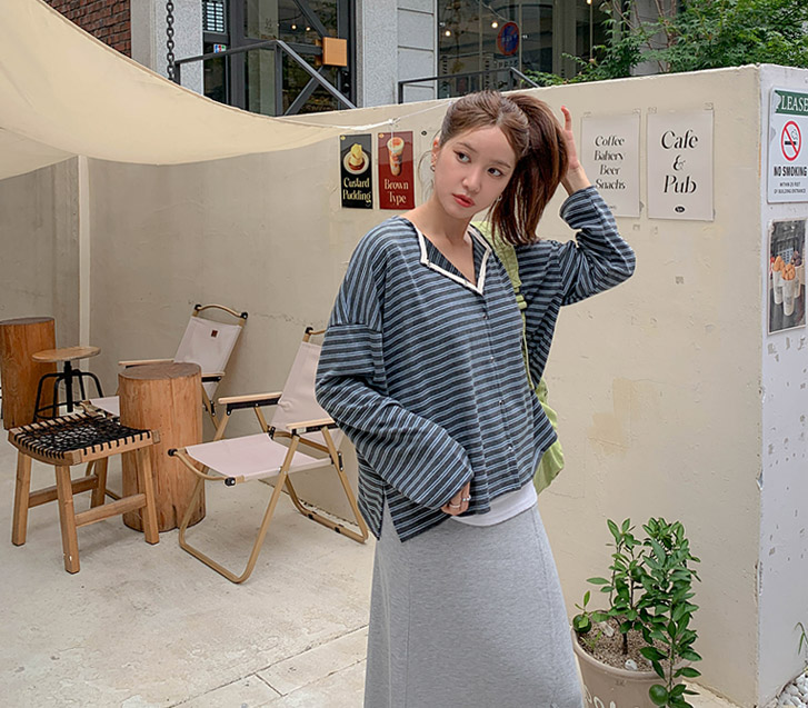Merit Striped Color Combination Cardigan