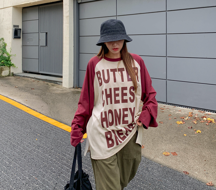 [Unisex] Bread Lettering Color Combination Nagrang Long Sleeve Tee