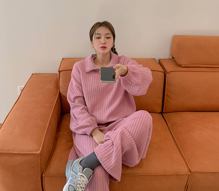 Madeleine Corrugated Knit Wide Pants