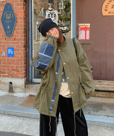 [Unisex] Walkie Paisley Patch Pintuck Half Field Jacket