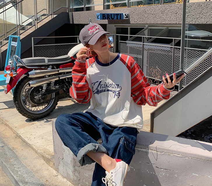 [Unisex] Rec No. 74 nagrang color combination long-sleeved T-shirt