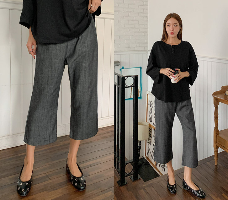 Poiren Banding Denim Capri Pants