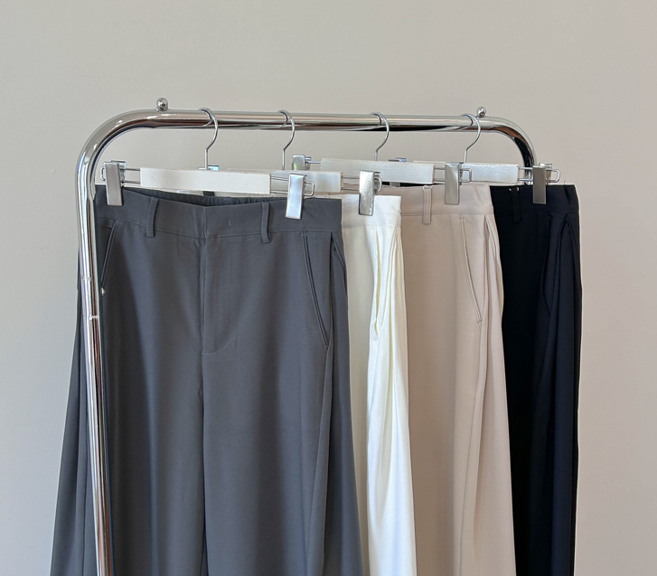 One Side Folding Banding Wide Slacks Pants (Short/Basic/Long)