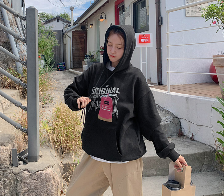 [Unisex] Original Crack Print Overfit Long-Sleeve Hoodie