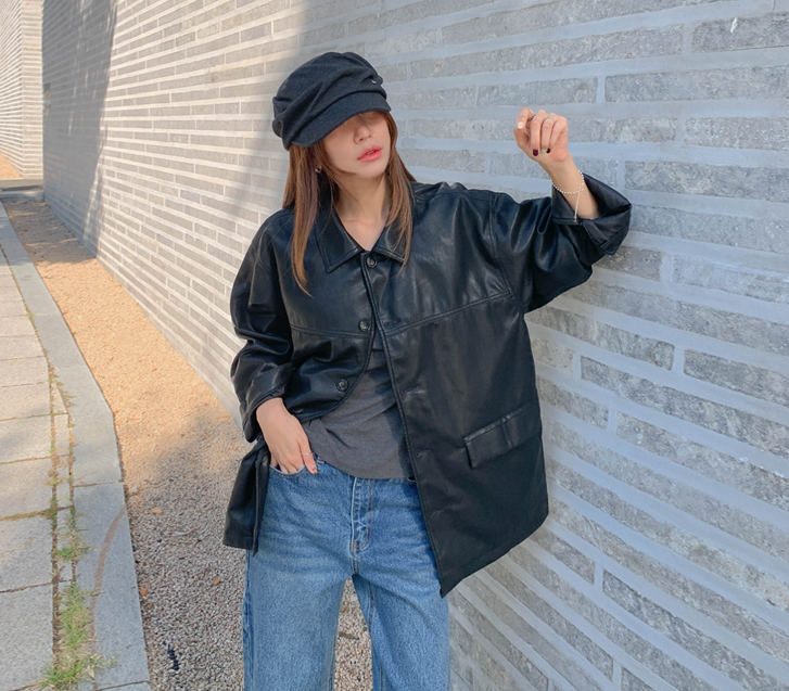 [Unisex] Terrine Cutout Leather Jacket