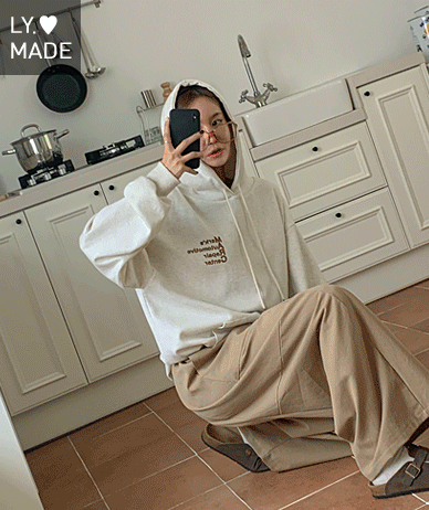 [Unisex] Marks Lettering Print Overfit Long Hoodie