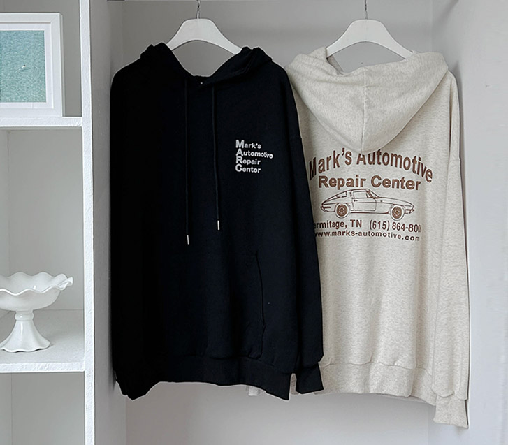 [Unisex] Marks Lettering Print Overfit Long Hoodie
