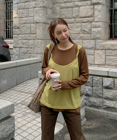 Repol color combination twisted layered long-sleeve tee