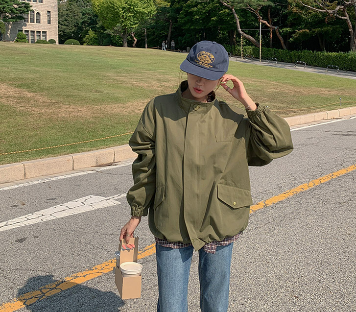 Autumn mood-toned cotton avant-garde boxy field jacket