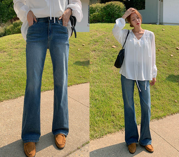 Rodi Hidden Elastic Waist Semi Denim Bootcut Pants