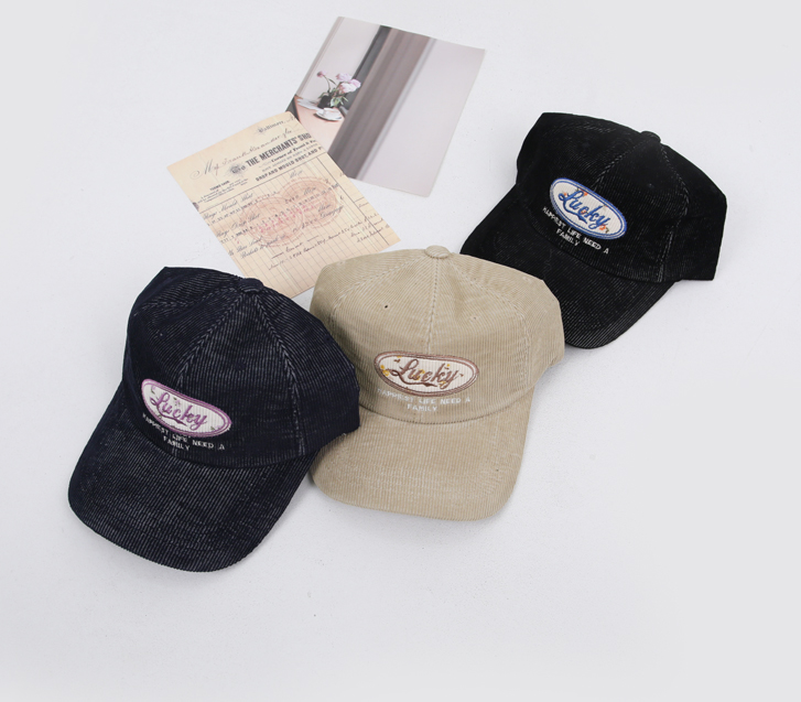 luck embroidered corduroy cap