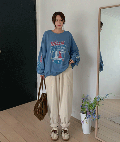Oti Corduroy Pocket Cutout Banding Baggy Pants