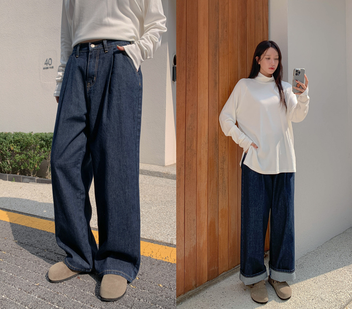 Raw Indigo Denim Semi-Baggy Pants