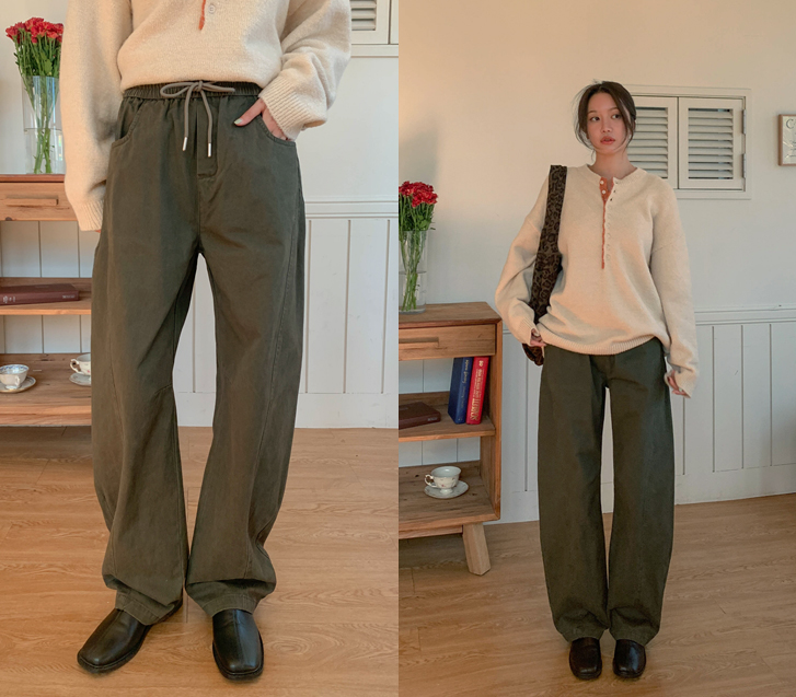 [Unisex] Milled Curved Cut Banding Wide Pants