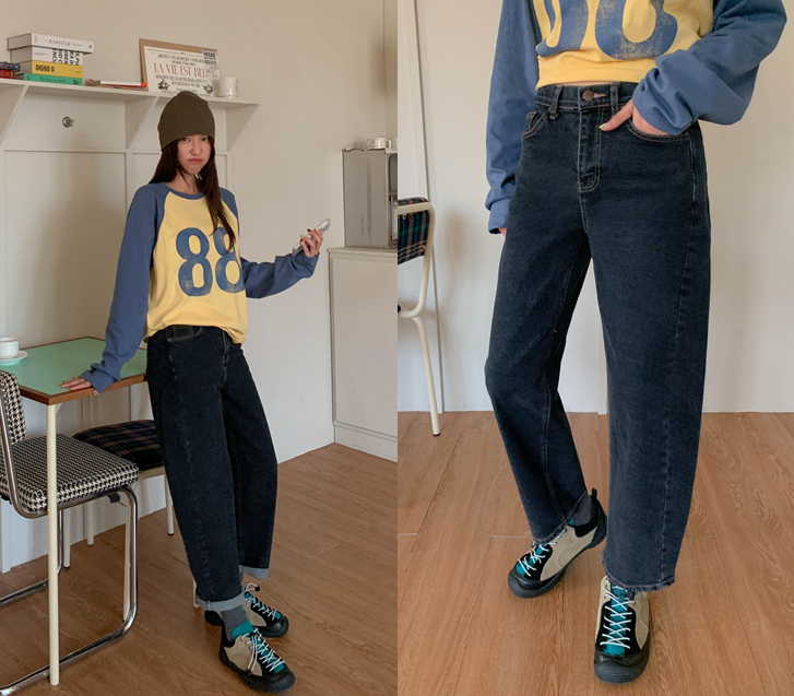 Uto Denim Cut-out Banding Baggy Pants