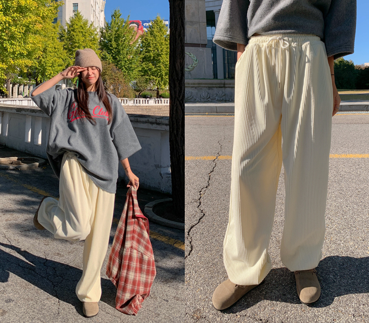 Tenni corduroy banding jogger pants