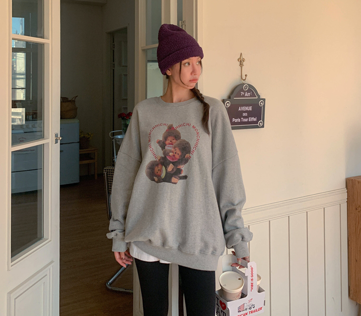 Crepe Print Boxy Sweatshirt
