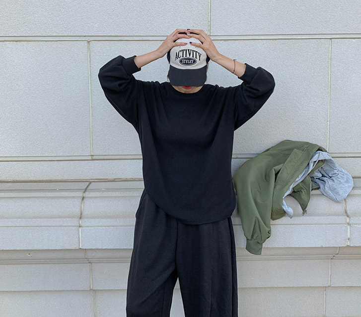 Chable Waffle Washing Long-sleeved T-shirt