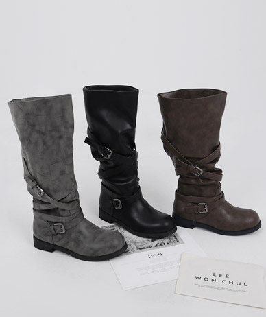 Folding Buckle Long Boots