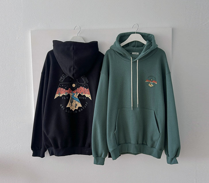 [Unisex] Eagle Crack Print Napping Hoodie