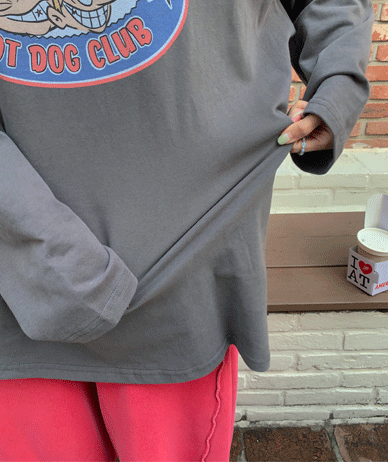[Unisex] Hot Dog Print Long-sleeve T-shirt