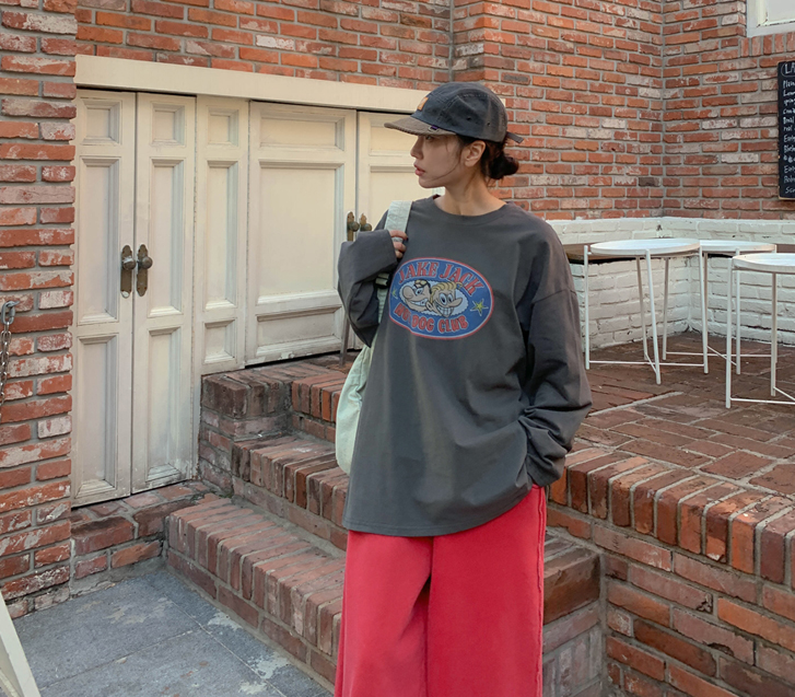 [Unisex] Hot Dog Print Long-sleeve T-shirt
