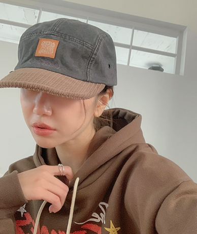 Patch Corduroy color combination camp cap