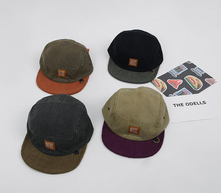Patch Corduroy color combination camp cap