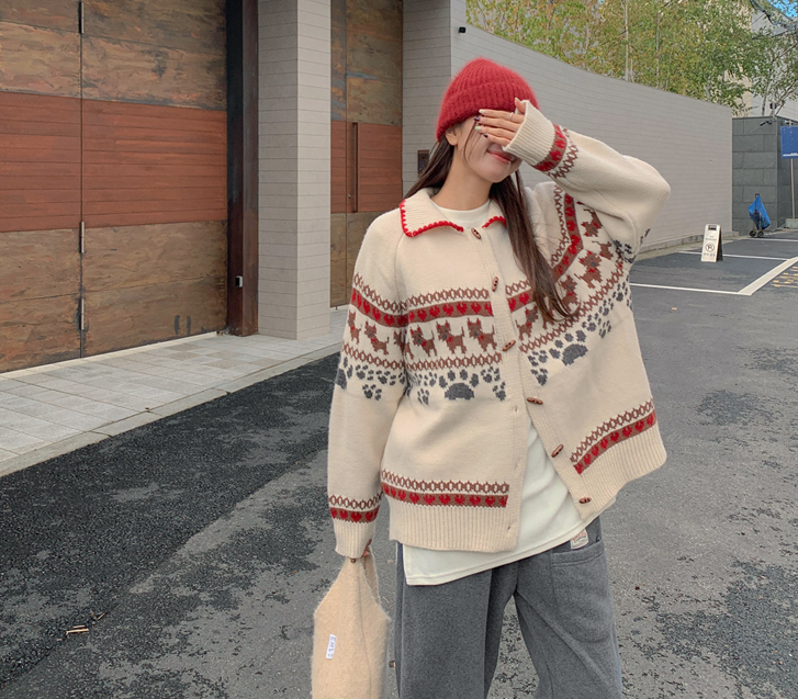 Dog Patterns Tteokbokki Kara Cardigan