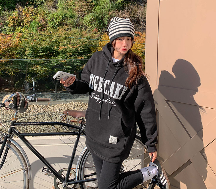 RIGECAKE Patch string napping Long Hoodie